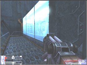 Odwróć się i z daleka zdejmij obcego na moście (lewy obrazek) - [10] Island above the abyss cz.3 | Hellforces - Hellforces - poradnik do gry