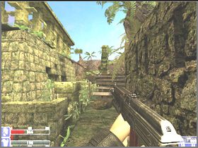 Teraz przeszukaj mały obóz, a następnie wejdź po widocznych na lewym obrazku schodach - [17] Ghost city cz.1 | Hellforces - Hellforces - poradnik do gry