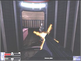 Zacznij wchodzić po schodach, uważając na kolejnego przeciwnika, który zbiegnie z góry (lewy obrazek) - [23] Coles lab cz.2 | Hellforces - Hellforces - poradnik do gry