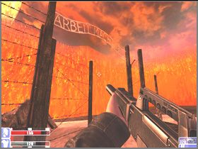 Podejdź do drzwi widocznych na lewym obrazku, ale nie przechodź przez nie - wystarczy że zabierzesz apteczkę i pancerz - [27] Hell cz.2 | Hellforces - Hellforces - poradnik do gry