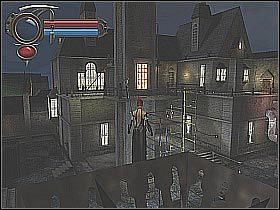 Po dotarciu do kolejnej półki będziesz musiał rozprawić się z pojedynczym przeciwnikiem - [3] Mansion - Roof | BloodRayne 2 - BloodRayne 2 - poradnik do gry