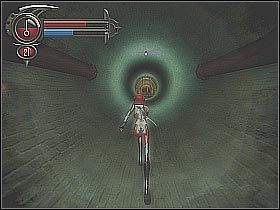 Zauważ, iż kładka, na której znajdowała się dhampirzyca zawaliła się - [12] The Sewers - Smuggling Route cz.1 | BloodRayne 2 - BloodRayne 2 - poradnik do gry