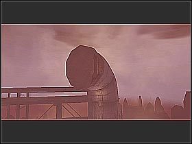 Aby dostać się do ostatniej grupy generatorów będziesz musiał skorzystać z niewidocznych na pierwszy rzut oka drążków i kratek (screen 1) - [21] Shroud Tower - Ferril | BloodRayne 2 - BloodRayne 2 - poradnik do gry