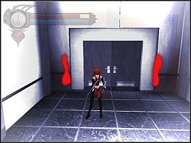 Po dotarciu do oszklonej części korytarza załącz standardowe spowolnienie czasu i zacznij biec do przodu - [25] Kagans Tower - Xerxs Laboratories cz.2 | BloodRayne 2 - BloodRayne 2 - poradnik do gry