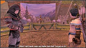 Podobne treningi powtórzysz jeszcze w łucznictwie oraz używaniu magii (w obu przypadkach możesz podjąć się dodatkowego wyzwania od gościa w kapturze) - Guild Training | Złote Questy w Fable Zapomniane Opowieści - Fable: Zapomniane Opowieści - poradnik do gry