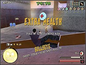 Aby ponownie naładować pasek wykonaj kilka efektownych ruchów, warto także skorzystać z cięższych giwer, jak na przykład granatnika (screen 1) - [Point Challenge] Bullseye Challenge | Total Overdose - Total Overdose: A Gunslingers Tale in Mexico - poradnik do gry