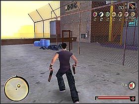 Skorzystaj ze znajdującej się w centralnej części konstrukcji windy (screen 1), aby dostać się na najwyższy poziom - [Point Challenge] Morientes Mow Down | Total Overdose - Total Overdose: A Gunslingers Tale in Mexico - poradnik do gry