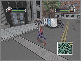 Teraz będziesz musiał uratować atakowaną przez bandytów kobietę (screen 1) - [Opis przejścia] Wstęp cz.3 | Ultimate Spider-Man - Ultimate Spider-Man - poradnik do gry