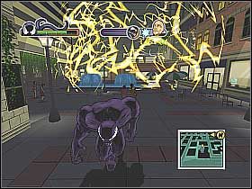 W przypadku utracenia większej ilości energii łap znajdujących się w okolicy cywilów (screen 1) - [Opis przejścia] Misja 6 - Electro cz.1 | Ultimate Spider-Man - Ultimate Spider-Man - poradnik do gry