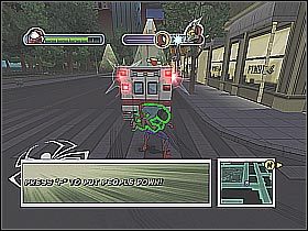 Sam pościg jest stosunkowo długi, przy czym tak naprawdę w niewielu miejscach będziesz się musiał wysilić (screen 1) - [Opis przejścia] Misja 7 - The Beetle cz.2 | Ultimate Spider-Man - Ultimate Spider-Man - poradnik do gry