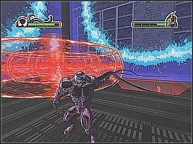 Opisane powyżej ataki powtarzaj aż do skutku (screen 1) - [Opis przejścia] Misja 10 - The Beetle - drugie starcie cz.2 - Ultimate Spider-Man - poradnik do gry