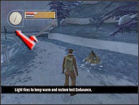 Rozpalamy ognisko i na zaznaczonym rozwidleniu idziemy w lewo. - [Solucja] CRASH SITE cz.1 - II Wojna Światowa: Pilot Down - Na Tyłach Wroga - poradnik do gry