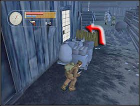 Czekamy aż sierżant przejdzie i idziemy za strzałką. - [Solucja] LUMBERYARD cz.2 - II Wojna Światowa: Pilot Down - Na Tyłach Wroga - poradnik do gry