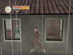 Zatrzymujemy się i pukamy w ścianę. Strażnik odchodzi - idziemy dalej. - [Solucja] GERMAN TOWN cz.2 - II Wojna Światowa: Pilot Down - Na Tyłach Wroga - poradnik do gry