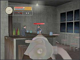 Idziemy kawałek dalej w głąb baru, przyklejamy się do barierki i ściągamy kapitana ze strzelby. - [Solucja] GERMAN TOWN cz.3 - II Wojna Światowa: Pilot Down - Na Tyłach Wroga - poradnik do gry