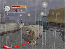 Wychodzimy za stertą kartonów i gdy nikt nie patrzy przemykamy za łódki, a następnie pod dźwig. - [Solucja] DOCKYARD cz.7 - II Wojna Światowa: Pilot Down - Na Tyłach Wroga - poradnik do gry