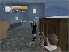 Wychylamy się za skrzyni i eliminujemy Niemca przy pomocy P38. Idziemy na koniec dachu, przez mostek i do budynku. - [Solucja] INDUSTRIAL DISTRICT cz.2 - II Wojna Światowa: Pilot Down - Na Tyłach Wroga - poradnik do gry