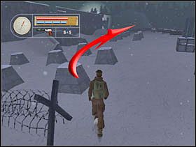 Na widocznym u góry polu wykonujemy duży łuk. Obiegamy te kamienne przeszkody tak byśmy mieli je z naszej prawej strony. - [Solucja] SIEGFRIED LINE cz.4 - II Wojna Światowa: Pilot Down - Na Tyłach Wroga - poradnik do gry