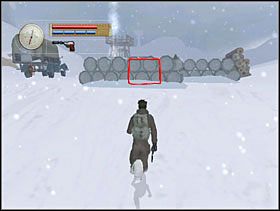 Już na początku trafiamy na obozowisko. Przyczajamy się przy beczkach. - [Solucja] WILDERNESS cz.1 - II Wojna Światowa: Pilot Down - Na Tyłach Wroga - poradnik do gry