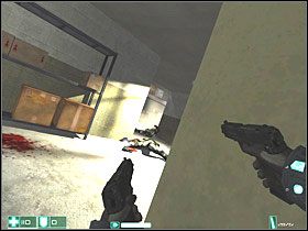 W pokoju naprzeciwko znajdziesz Apteczkę - Pierwsze spotkanie (3) | Interwał 02 | FEAR - F.E.A.R.: First Encounter Assault Recon - poradnik do gry