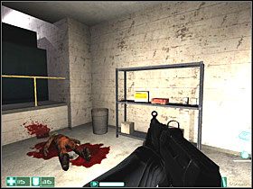 Idź jedyną możliwą drogą do pomieszczenia z generatorami i ciałami techników - Infiltracja (1) | Interwał 03-A | FEAR - F.E.A.R.: First Encounter Assault Recon - poradnik do gry