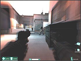 Wejdziesz do pokoju, gdzie znajdziesz Lekki pancerz , Granat i Pistolet maszynowy RPL - Infiltracja (4) | Interwał 03-A | FEAR - F.E.A.R.: First Encounter Assault Recon - poradnik do gry