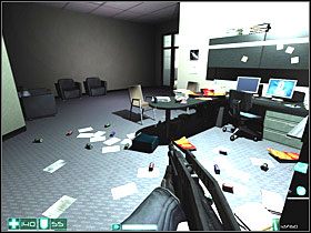 Idź korytarzem po lewej, potem w prawo do pokoju w którym jest straszny bałagan - Obserwatorzy (3) | Interwał 04-B | FEAR - F.E.A.R.: First Encounter Assault Recon - poradnik do gry