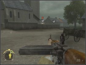 ... dojdziesz do bocznego wejścia na teren świątyni. Jeśli Twój czołg jeszcze jest na chodzie i poradził już sobie z puszką wroga każ mu teraz ostrzeliwać Niemców broniących kościółka. Jeśli Twój czołg jeszcze walczy z niemieckim możez mu teraz pomóc zachodząc tanka wroga od tyłu i pakując mu w tyłek Panzerfausta. - [Solucja] Rozdział 9 Baupte cz.2 - Brothers in Arms: Earned in Blood - poradnik do gry