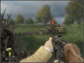 Faza 2. Wywalasz dziurę w żywopłocie po prawej i ustawiasz wsparcie za ciężarówką przed Tobą i również każesz mu strzelać do obsady armaty. - [Solucja] Rozdział 10 Hedgerow Hell cz.2 - Brothers in Arms: Earned in Blood - poradnik do gry