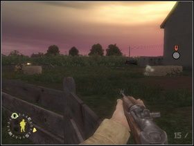 Przywołaj do siebie swoich kompanów i każ im zająć pozycję na polu na którym przed chwilą rozwaliłeś Niemiaszków i otworzyć ogień do kolejnych Szwabków wybiegających zza pobliskich budynków. Sam przemknij na prawo za drewniany płotek i zabij Fryców. - [Solucja] Rozdział 2 Action at St. Martin cz.1 - Brothers in Arms: Earned in Blood - poradnik do gry