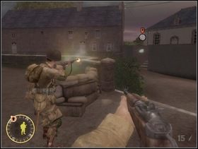 Trzeciego Fryca będziesz chyba musiał załatwić opuszczając kościół i zachodząc go z prawej strony (każ swoim kompanom skupić na nim ich ogień). - [Solucja] Rozdział 2 Action at St. Martin cz.3 - Brothers in Arms: Earned in Blood - poradnik do gry