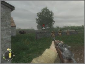 Również wykorzystując płotki do osłony każ sekcji szturmowej przydusić ogniem Niemców do ziemi. Sam też bierz czynny udział w strzelaninie i eliminuj Szkopów wychylających się zza swoich osłon (nie masz chyba zbyt dużego pola do manewru i obejścia Fryców). - [Solucja] Rozdział 3 Three Patrol Action cz.1 - Brothers in Arms: Earned in Blood - poradnik do gry