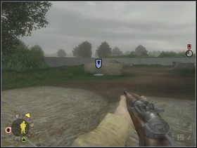 Tutaj też trafisz na Szwabów - obejdź ich lewą stroną poruszając się na zmianę ze swoją sekcją szturmową od przeszkody do przeszkody i osłaniając ogniem a potem zastrzel. - [Solucja] Rozdział 3 Three Patrol Action cz.2 - Brothers in Arms: Earned in Blood - poradnik do gry