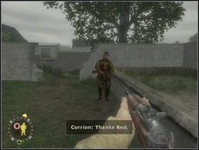 Nadziejesz się na Corriona, który otoczony przez Niemców i bez możliwości ucieczki wskoczył do ... gnojówki ;-). Żołnierz podziękuje Ci za ocalenie i pobiegnie w swoją stronę a Ty ... - [Solucja] Rozdział 3 Three Patrol Action cz.3 - Brothers in Arms: Earned in Blood - poradnik do gry