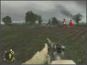 Sam obejdź wroga z lewej strony, ustaw się za zwalonym pniakiem i zabij Fryców w najbliższym kraterze. - [Solucja] Rozdział 4 Hells Corners cz.1 - Brothers in Arms: Earned in Blood - poradnik do gry