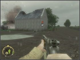 Niemcy przy stodole będą pewnie próbować schować się w budynku (jeśli ich wcześniej nie zastrzelisz) ale za chwilę rozpocznie się ostrzał artyleryjski i oni też padną trupem. Podejdż do budynku, ... - [Solucja] Rozdział 4 Hells Corners cz.2 - Brothers in Arms: Earned in Blood - poradnik do gry