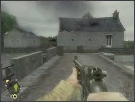 Wtedy ruszaj przez most (na razie sam). Przyciśnij ogniem do ziemi Szwabków kryjących się za płotkiem pomiędzy budynkami i ... - [Solucja] Rozdział 4 Hells Corners cz.3 - Brothers in Arms: Earned in Blood - poradnik do gry