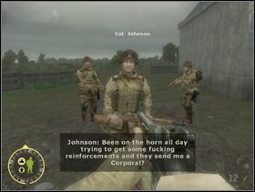 spotkaj się z pułkownikiem Johnsonem, który da Ci następne zadanie - zabezpieczyć skrzyżowanie - [Solucja] Rozdział 4 Hells Corners cz.3 - Brothers in Arms: Earned in Blood - poradnik do gry
