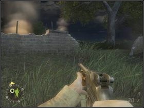 Trzymając się prawej strony drogi, ostrzeliwany początkowo przez mG42, dojdziesz do dziury w murku (wychodząc z pola ostrzału ckmu). Przejdź przez wyrwę i ... - [Solucja] Rozdział 5 Chateau Colombieres cz.1 - Brothers in Arms: Earned in Blood - poradnik do gry