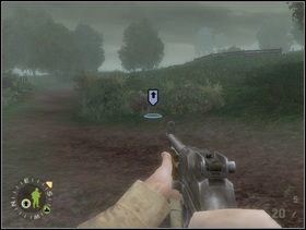 Obiegniesz lewą stroną ufortyfikowane stanowisko ckmu do którego strzelaTwoje wsparcie. Ustaw szturmanów za żywopłotem (tak aby pozostawali niewidoczni dla MG42 na prawo od nich) i każ im stamtąd ostrzeliwać Niemiaszków, którzy za chwilę pojawią się za płotkiem na wprost. - [Solucja] Rozdział 6 Bloody Gulch cz.1 - Brothers in Arms: Earned in Blood - poradnik do gry