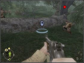 ... ustaw sekcję szturmową za kłodą na wprost i zlikwidujcie Fryców po lewej (tych do których strzela Twoje wsparcie). Zaraz potem każ szturmanom ostrzeliwać Niemiaszków w oddali, których widzisz na obrazku. - [Solucja] Rozdział 6 Bloody Gulch cz.2 - Brothers in Arms: Earned in Blood - poradnik do gry