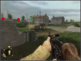 Po oczyszczeniu budynku z nieprzyjaciela wyjdź z niego dziurą po prawej stronie, unikając ognia kaemu na wiadukcie. Osłaniając się ogniem wyślij ludzi za skrzynie przed wiaduktem i dalej za ciężarówkę albo przebiegnijcie tą samą trasę sprintem licząc na farta. - [Solucja] Rozdział 7 Eviction Notice cz.2 - Brothers in Arms: Earned in Blood - poradnik do gry