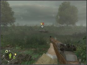 Następnie pora zająć się wrogiem, którego widziałeś z mostu dalej i najbardziej z lewej. Ustaw za jakąś osłoną swoich żołnierzy i każ im strzelać do Niemiaszków. Podciągnij bliżej czołg i też wskaż mu ten sam cel. Fryce mogą zacząć uciekać (błąd) - wtedy ich powystrzelaj. Jeżeli zaś nie będą próbować zwiewać i nie wykończy ich Twój czołg (co jest niestety bardzo możliwe) każ szturmanom ruszyć na przygwożdżonego nieprzyjaciela i wykończyć w walce wręcz. - [Solucja] Rozdział 9 Baupte cz.1 - Brothers in Arms: Earned in Blood - poradnik do gry