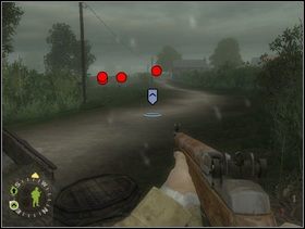 Potem idź drogą w stronę miasteczka aż do najbliższej przeszkody na niej, przywołaj czołg i ustaw go tak aby mógł ostrzeliwać kilka drużyn Fryców na wprost. Nie musisz mu wskazywać konkretnego celu, powinien dać radę przydusić do ziemi większość Szkopów. - [Solucja] Rozdział 9 Baupte cz.1 - Brothers in Arms: Earned in Blood - poradnik do gry