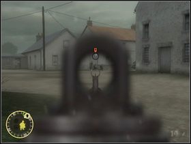 Każ teraz szturmanom przenieść ogień na fryców po prawej stronie drogi. Sam podejdź w kierunku armaty, na drugą stronę ulicy, obróć się w prawo i zastrzel Niemiaszków ostrzeliwanych przez sekcję szturmową. - [Solucja] Rozdział 9 Baupte cz.1 - Brothers in Arms: Earned in Blood - poradnik do gry