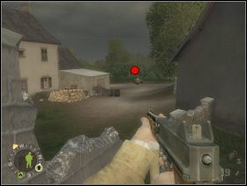 Teraz na lewo będziesz miał kolejny murek a za nim stanowisko MG42. Podejdź do murku pochylony i nie podnosząc się (ckm Cię posieka !) rzuć Frycowi granat - km powinieneś mieć z głowy. Potem podnieś się i wykończ obsadę kolejnej armaty p-panc naprzeciwko. Stój przy lewym fragmencie murku bo jeszcze dalej na lewo są kolejni Fryce, którzy lubią sobie w tym kierunku odpalić Panzerfausta. Potem pobiegnij prosto i załatw stzrelca kolejnego MG42 po prawej. - [Solucja] Rozdział 11 Run of the Mill cz.1 - Brothers in Arms: Earned in Blood - poradnik do gry