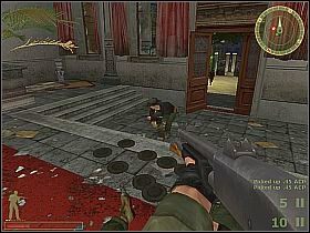 Kiedy rozpocznie się atak wybiegnij na korytarz, skręć do pokoju z prawej i wyjdź na zewnątrz przez rozbite okno - Misja 1 | USA | Vietcong 2 - Vietcong 2 - poradnik do gry