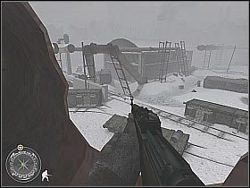 Dojdziesz w końcu do miejsa, w którym zauważysz parkujący samochód oraz wyskakujących z niego żołnierzy (screen 1) - Railroad Station No. 1 (1) | Not One Step Backwards! | Misja Call of Duty 2 - Call of Duty 2 - poradnik do gry