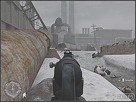 Po zlikwidowaniu wszystkich agresorów będziesz musiał dołączyć do reszty drużyny - Railroad Station No. 1 (4) | Not One Step Backwards! | Misja Call of Duty 2 - Call of Duty 2 - poradnik do gry