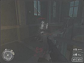 Po otrzymaniu komunikatu o zaliczeniu pierwszego celu misji dołącz do reszty drużyny i skieruj się do najbliższego wyjścia (screen 1) - The Tiger (2) | The Battle for Caen | Misja Call of Duty 2 - Call of Duty 2 - poradnik do gry